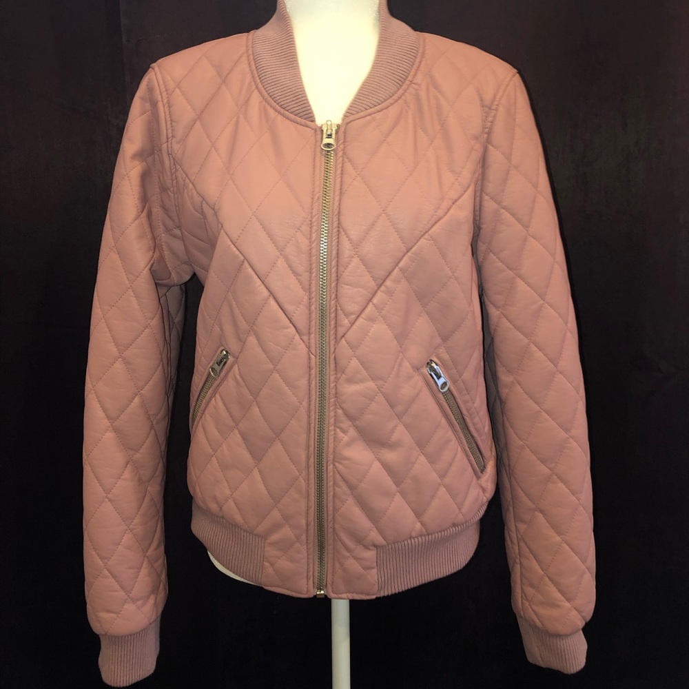 Faux Leather Bomber Jacket